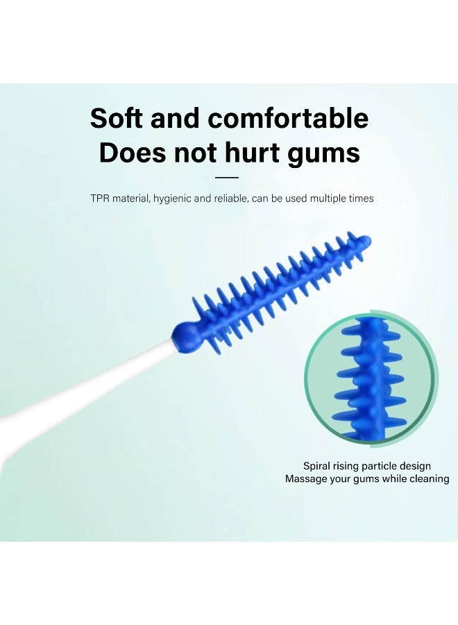 Chabeia 150 Pcs Portable Silica Gel Toothpick Toothbrush, Original Suitable for Oral Care of Adults and Children, Toothpick Brushes Teeth Cleaning Tool (Blue) - Image 3