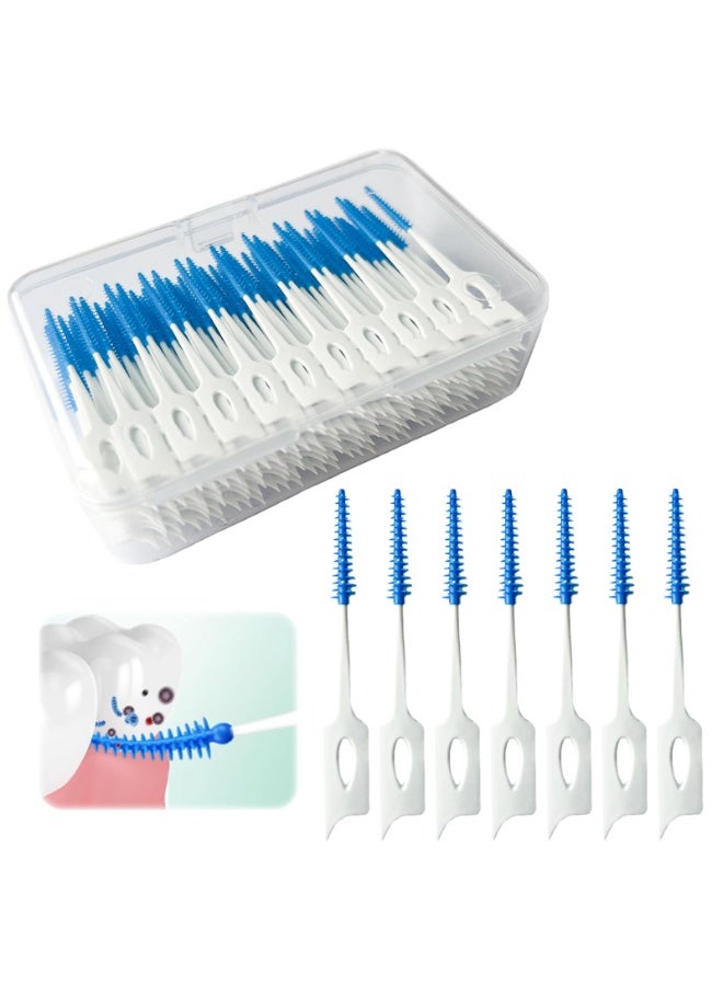 Chabeia 150 Pcs Portable Silica Gel Toothpick Toothbrush, Original Suitable for Oral Care of Adults and Children, Toothpick Brushes Teeth Cleaning Tool (Blue) - Image 1