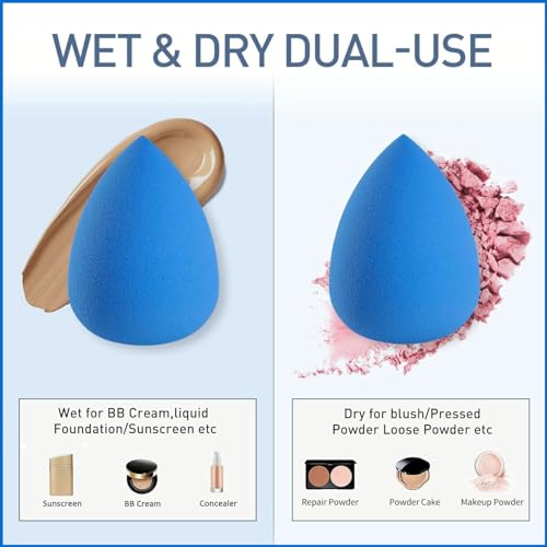TRITON Professional Latex Free Beauty Blender Puff Soft Sponge for Face Makeup for Cream Powder Concealer Liquid Foundation for Women Girls Blue - Image 2