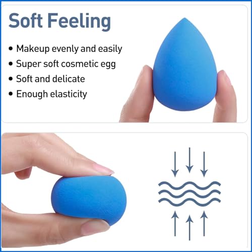 TRITON Professional Latex Free Beauty Blender Puff Soft Sponge for Face Makeup for Cream Powder Concealer Liquid Foundation for Women Girls Blue - Image 4