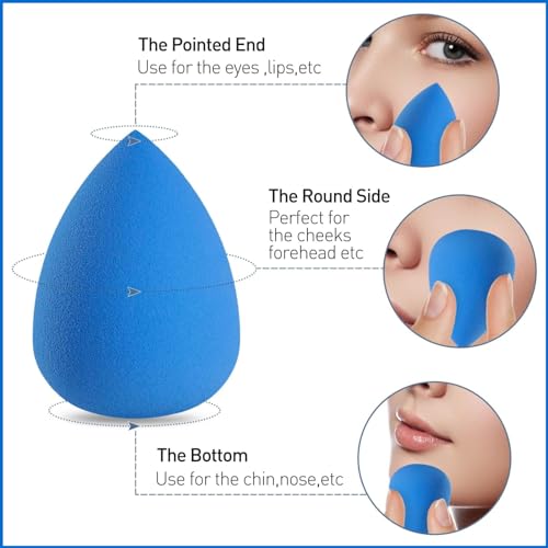 TRITON Professional Latex Free Beauty Blender Puff Soft Sponge for Face Makeup for Cream Powder Concealer Liquid Foundation for Women Girls Blue - Image 3