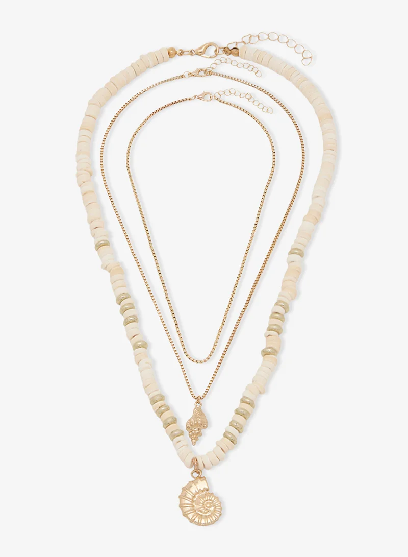 Layered Shell Charm Necklace