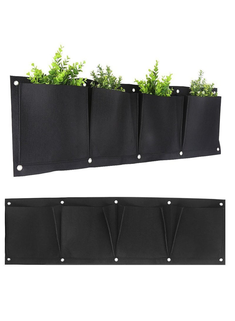 4 Pockets Garden Wall Planter Horizontal Flower Plants Hanging Planting Growing Bag - Image 1