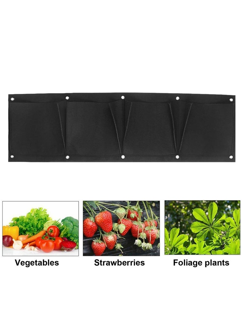 4 Pockets Garden Wall Planter Horizontal Flower Plants Hanging Planting Growing Bag - Image 2
