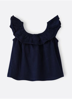 Navy Blue Ruffled Cotton Top with Floral Embroidery for Infant Girls - pzsku/ZB46AE76CC59D02114678Z/45/_/1740055253/ff487077-e978-42ec-81a8-095da184e508