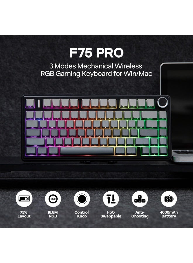AULA F75 PRO Gaming Keyboard - RGB Backlit Mechanical Keyboard with Hot Swappable Switches, Five-Layer Padding, and Custom Keycaps - Image 2