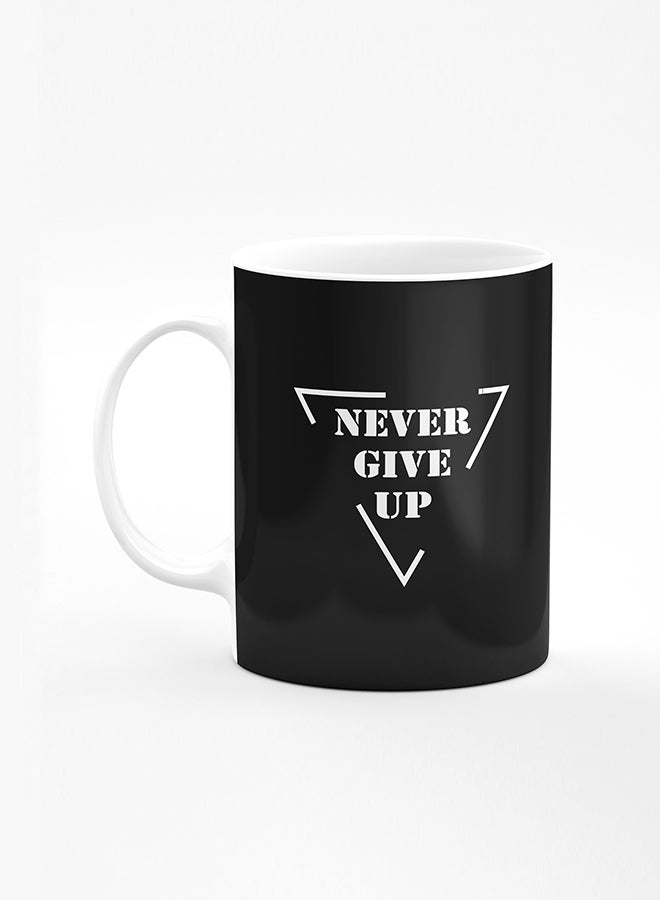 Stylizedd Designer Printed Coffee Mug with Heavy Duty Handle 11oz Ceramic Personalised Gift Mugs Cup [Microwave Safe & Dishwasher Proof] - Never give up - Image 1