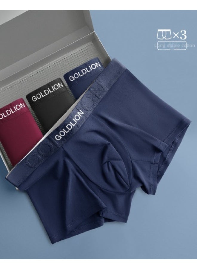 Goldlion 【7a Cotton Antibacterial】 3 قطع من سراويل البوكسر الرجالية بحزام مكشوف، وفتحة قطنية بالكامل، ملابس داخلية قطنية لطيفة على البشرة وتسمح بمرور الهواء - Image 1