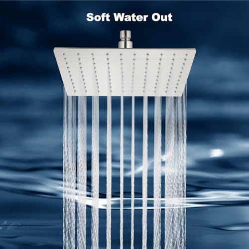 Midanya Rain Shower Head, Stainless Steel Large Rainfall Shower Head High Pressure, Bathroom Waterfall Square Showerhead, Ceiling or Wall Mount, Polish Chrome 8 Inch - Image 2