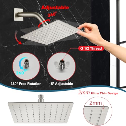 Midanya Rain Shower Head, Stainless Steel Large Rainfall Shower Head High Pressure, Bathroom Waterfall Square Showerhead, Ceiling or Wall Mount, Polish Chrome 8 Inch - Image 5