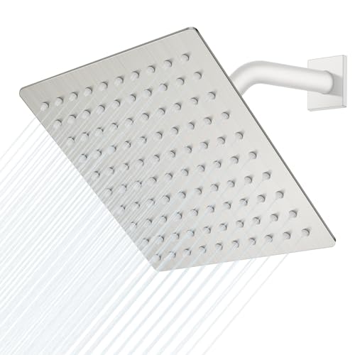 Midanya Rain Shower Head, Stainless Steel Large Rainfall Shower Head High Pressure, Bathroom Waterfall Square Showerhead, Ceiling or Wall Mount, Polish Chrome 8 Inch - Image 1