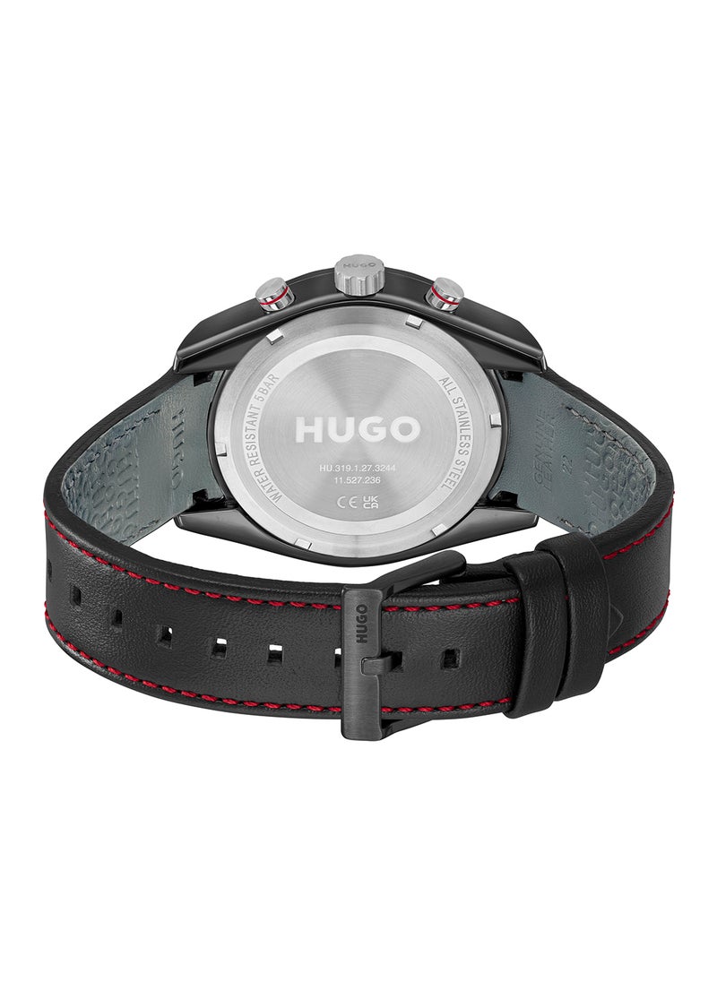 HUGO BOSS - ساعة هوجو بوس المستديرة التناظرية للرجال بحافظة سوداء - 1530370 - Image 1