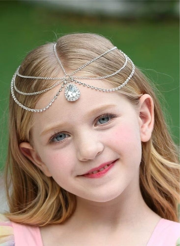 Head Chain, Headbands Wedding Headpiece Accessories Head Chain Vintage Rhinestones Crysatal Drop Headpiece Headband Wedding Prom Eveing Women Girl Hair Accessories, Silver - Image 3