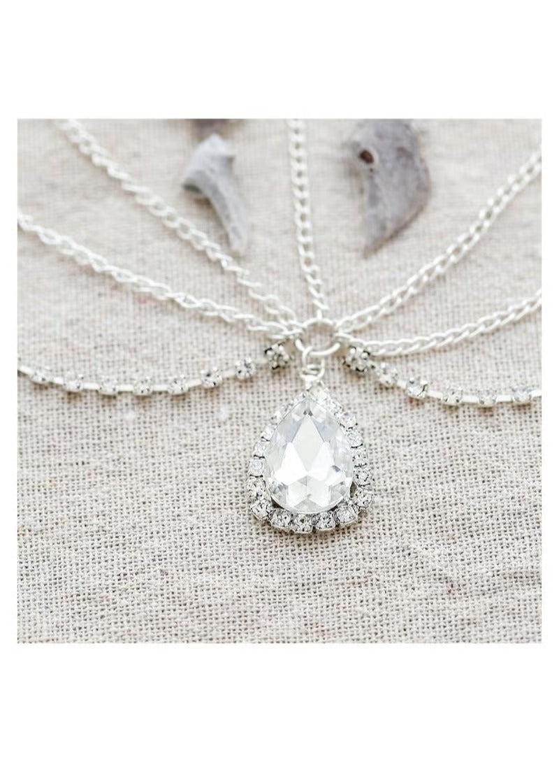 Head Chain, Headbands Wedding Headpiece Accessories Head Chain Vintage Rhinestones Crysatal Drop Headpiece Headband Wedding Prom Eveing Women Girl Hair Accessories, Silver - Image 4