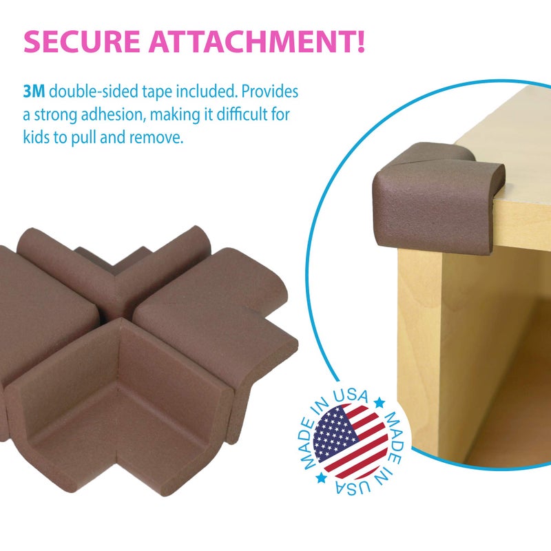 KidKusion Table Cushion | Made in USA | 16 Feet Edge + 4 Corners | Brown | Baby Proof Furniture Edge and Corner Guards - Image 3