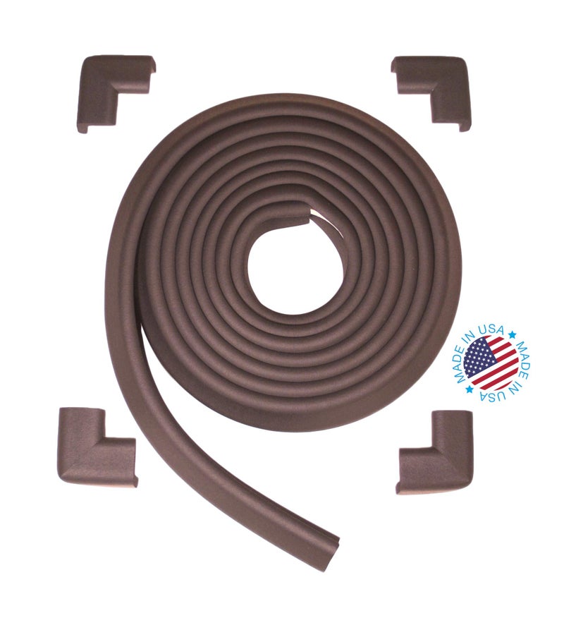 KidKusion Table Cushion | Made in USA | 16 Feet Edge + 4 Corners | Brown | Baby Proof Furniture Edge and Corner Guards - Image 2