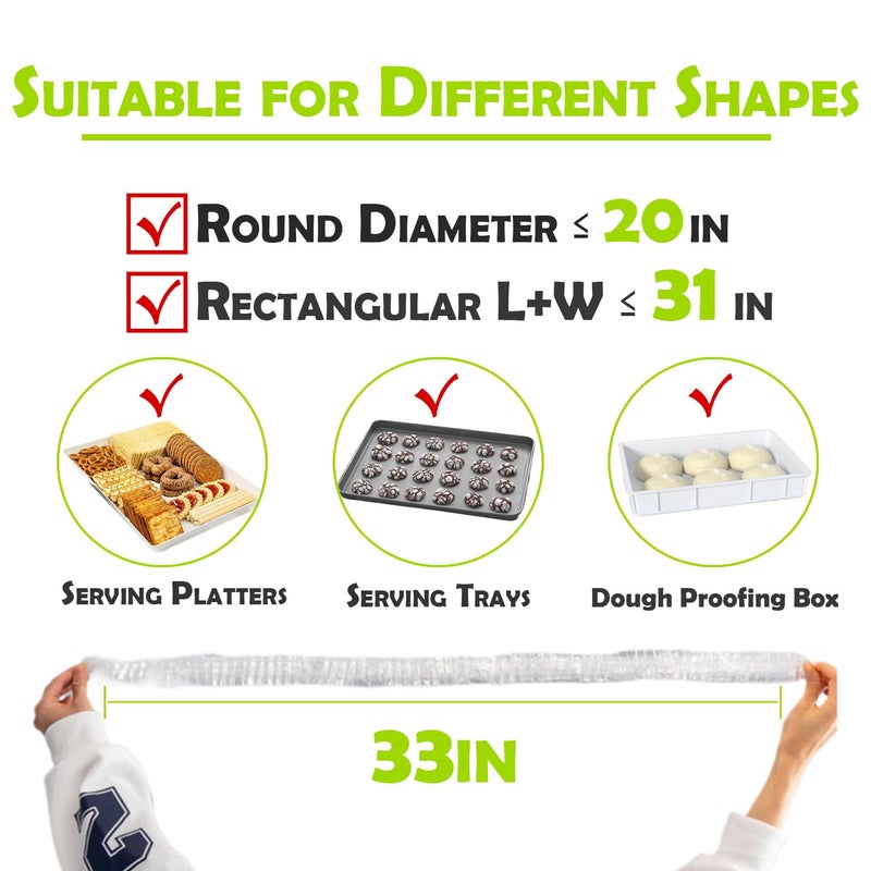 YUANSHAO 100 Extra Large Bowl Covers For Bread Proofing,Fits Bowl up to 20",Sheet Pan Covers, Elastic Reusable Plastic Bowl Cover For Baking Tray/Pizza Dough Proofing,Outdoor Food Fresh Keeping Bags, BPA Free - Image 2