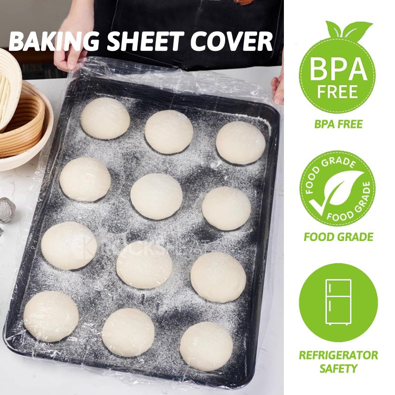 YUANSHAO 100 Extra Large Bowl Covers For Bread Proofing,Fits Bowl up to 20",Sheet Pan Covers, Elastic Reusable Plastic Bowl Cover For Baking Tray/Pizza Dough Proofing,Outdoor Food Fresh Keeping Bags, BPA Free - Image 5