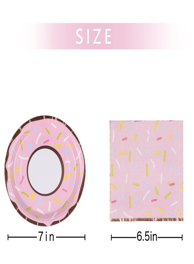 Pandecor Donut Themed Birthday Party Disposable Plates and Napkins Set, Serve up to 24 Guests, Cake Dessert Plates and Napkins for Donut Birthday Party - Image 2