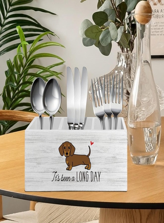 XLDLIOO Funny Dachshund Pen Pencil Holder Organizer for Desk Accessories, Weiner Dog Gifts Wooden Box Sign Desk Decor for Home Office Decoration, Gifts for Dachshund Lovers Women Men - Image 4