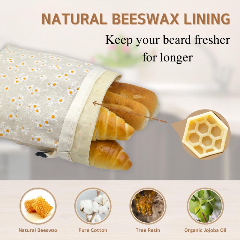 BYTTME 2 Pack Beeswax Bread Bags for Homemade Bread with Zipper, Large 13x17'' Reusable Beeswax Sourdough Bread Storage Bag, Keep Loaves Fresh Longer, Freezer Safe & Airtight, Natural, Zero Waste - Image 3