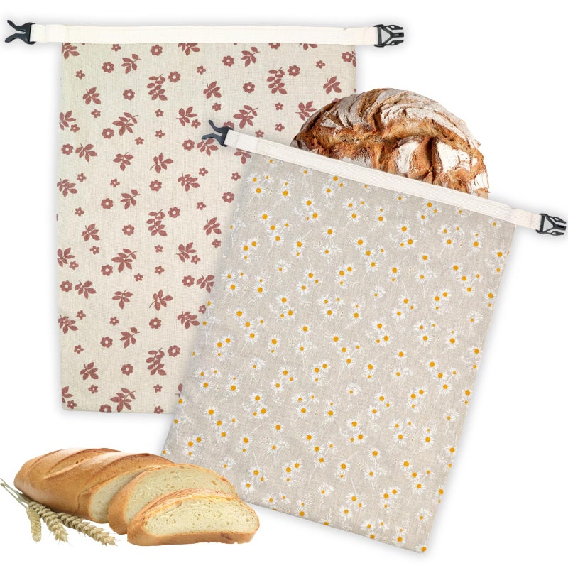 BYTTME 2 Pack Beeswax Bread Bags for Homemade Bread with Zipper, Large 13x17'' Reusable Beeswax Sourdough Bread Storage Bag, Keep Loaves Fresh Longer, Freezer Safe & Airtight, Natural, Zero Waste - Image 1