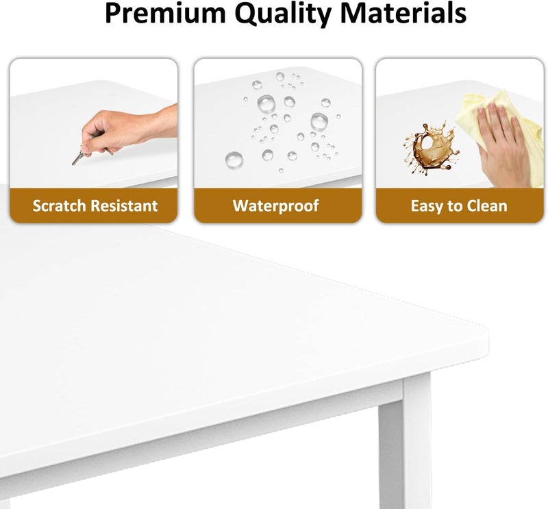 JOYSEUS Computer Desk with Shelf, Sturdy Steel Office Table & Gaming Desk, Rounded Corner Design, Scratch Resistant Waterproof Top (white) - Image 4