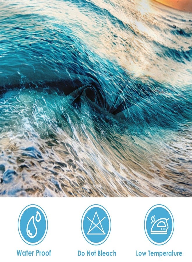 Nesphy Shower Curtain and Liner Set, Summer Beach Sea Ocean Shower Curtain and Liner with Double-Sided Stainless Steel Hooks, 3-in-1 Waterproof Fabric for Bathroom, 72x72 Inch - Image 3