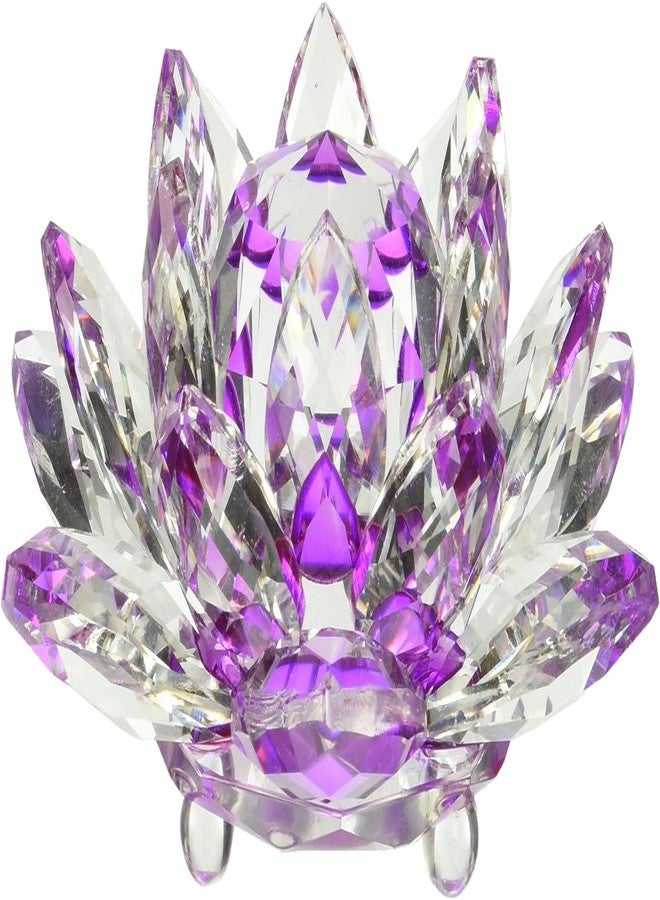 أملونج كريستال زهرة اللوتس الكريستالية العاكسة من أملونج مع علبة هدايا، بنفسجي، 5 بوصات - Image 1