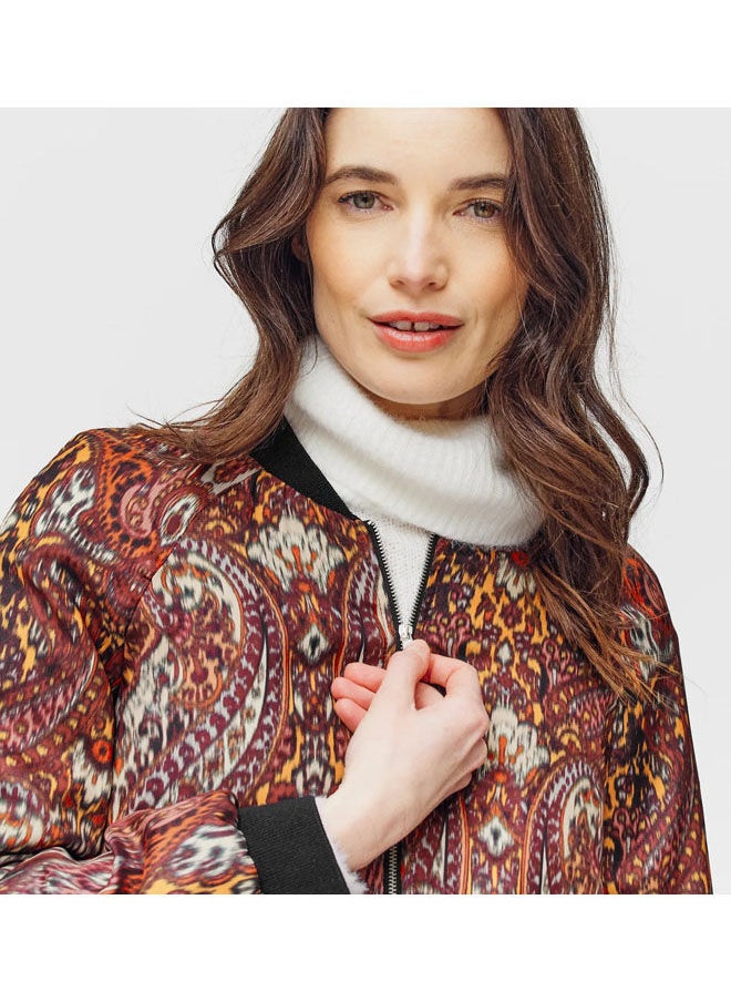 promod - Silky Patterned Bomber Jacket - Image 1