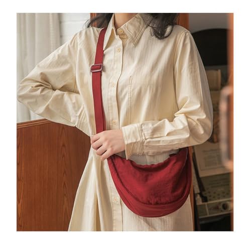 OHHMNKK Crossbody Bag Hobo Crescent Bag with Mesh Storage, Candy Bag for Halloween, Women Men Shoulder Purse Dumpling Adjustable Strap (Wine red) - Image 2