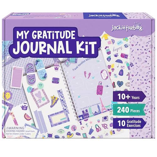 jackinthebox Gratitude Journal Kit for Girls Ages 812 242 pcsScrapbooking Journal Set for Teen Tween Girls 10 Fun Gratitude Exercises Art Craft Kit Easter Gift for Girls 8 9 10 11 12 - Image 1