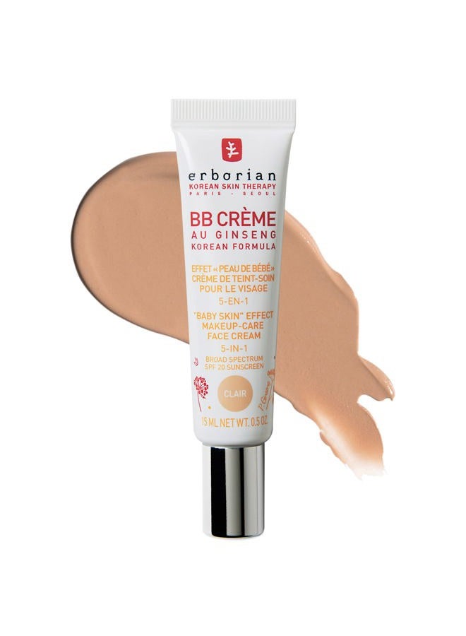 erborian BB Cream with Ginseng, Fair (Clair) - Lightweight Buildable Coverage with SPF 20 & Ultra-Soft Matte Finish Minimizes Pores & Imperfections - Korean Face Skincare - 0.5 Oz - Image 1