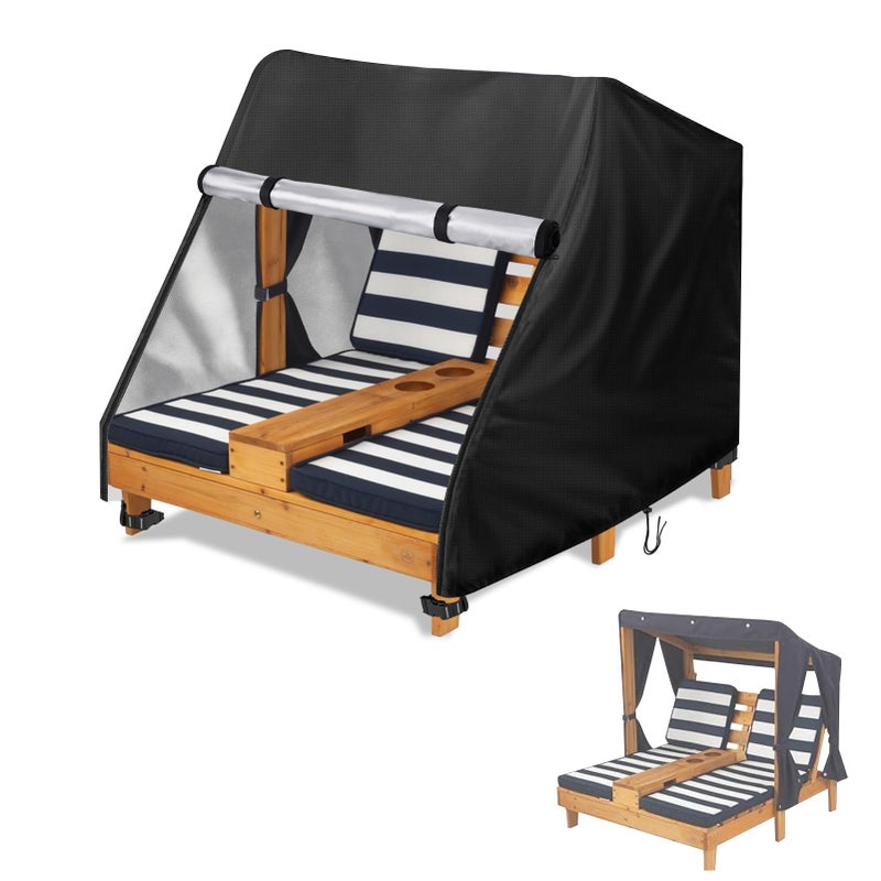 Loenel Outdoor Chaise Lounge Cover for KidKraft Wooden Double Chaise Lounge Waterproof Patio Furniture Covers for Lounge Chair 34L x 37W x 34HCover Only - Image 2