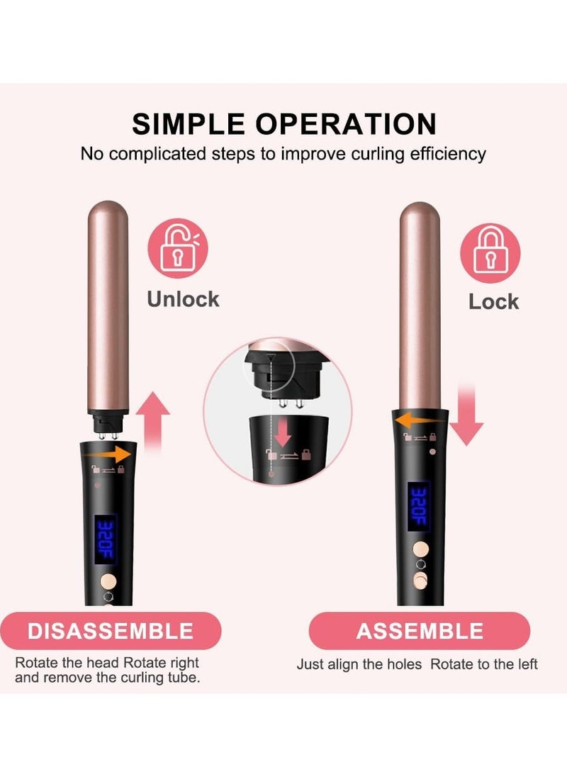 Ru syanl 5 in 1 Curling Wand with Temperature Display and 5 Interchangeable Ceramic Curling Wands Instant Heat Up Suitable for All Hair Types  - Image 3