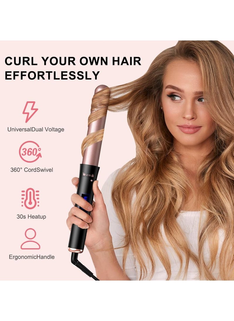 Ru syanl - 5 in 1 Curling Wand with Temperature Display and 5 Interchangeable Ceramic Curling Wands Instant Heat Up Suitable for All Hair Types - Image 1