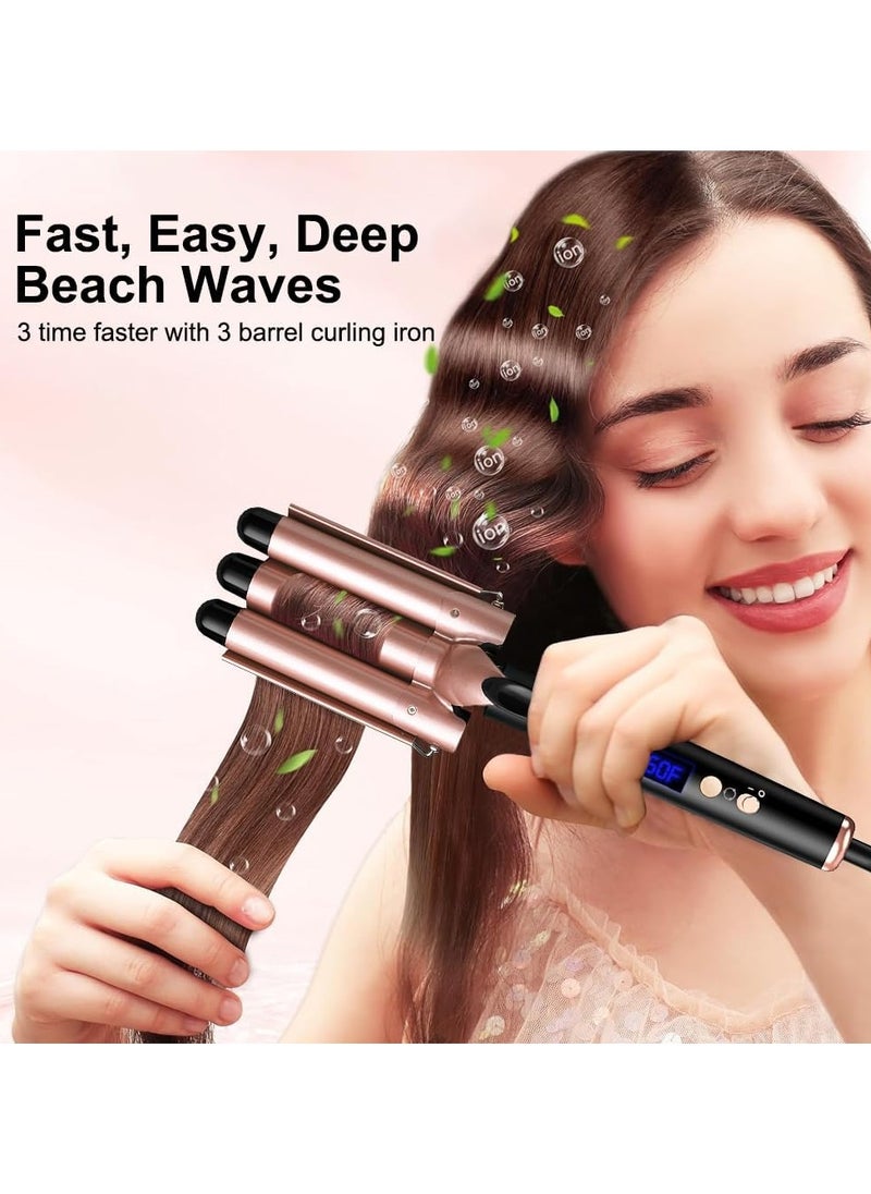 Ru syanl - 5 in 1 Curling Wand with Temperature Display and 5 Interchangeable Ceramic Curling Wands Instant Heat Up Suitable for All Hair Types - Image 1