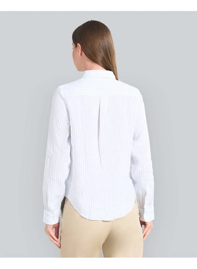 غانت قميص كتان مخطط بقصة عادية