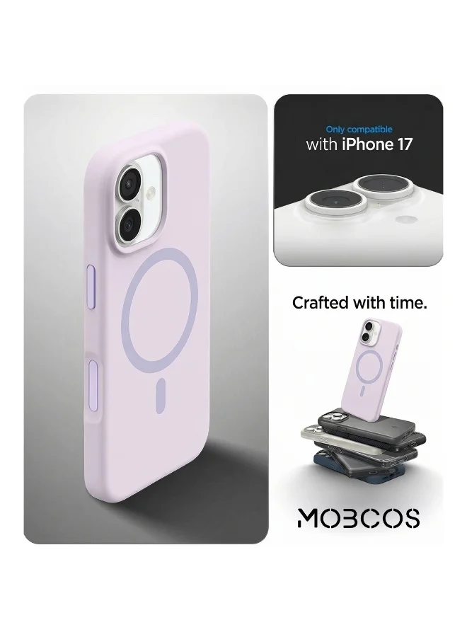 Mobcos Mobcos iPhone 17 Purple Elite Ring Premium Silicone Magnetic Wireless Charging Case for iPhone | Silky Soft Touch | Military-Grade Shockproof Protection | Strong Magnetic Compatibility | Luxury Slim Cover