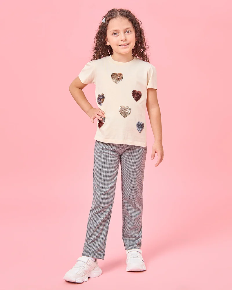 REDTAG Girls Black Checkered Pants