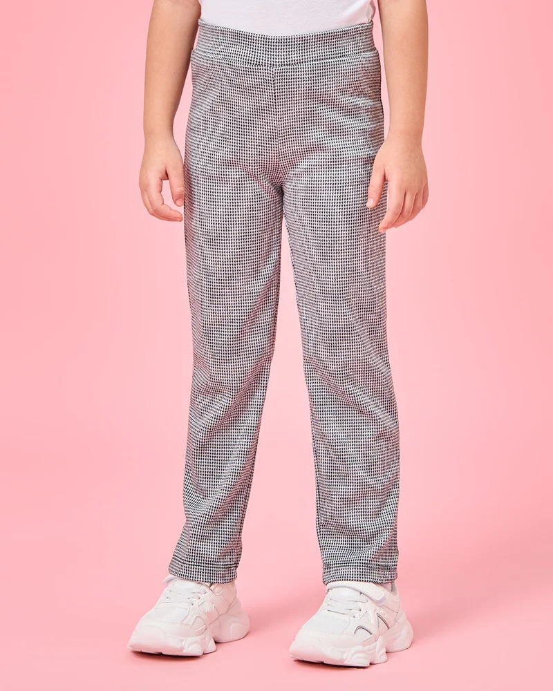 REDTAG Girls Black Checkered Pants