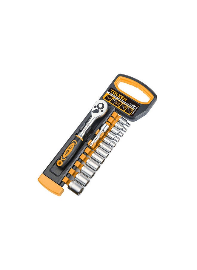 TOLSEN - طقم مقابس Tolsen مقاس 1/4 بوصة مكون من 14 قطعة - طقم مقابس بمقبض CRV صناعي مع قضيب تمديد - Image 1