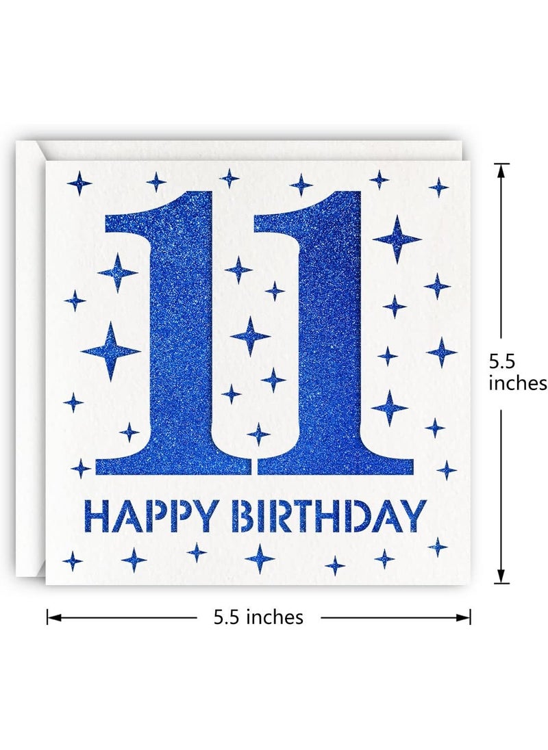 MAGJUCHE MAGJUCHE Blue 11th Birthday Card Laser Cut Glitter Girl Boy Age 11 Gift For Daughter Son  - Image 2
