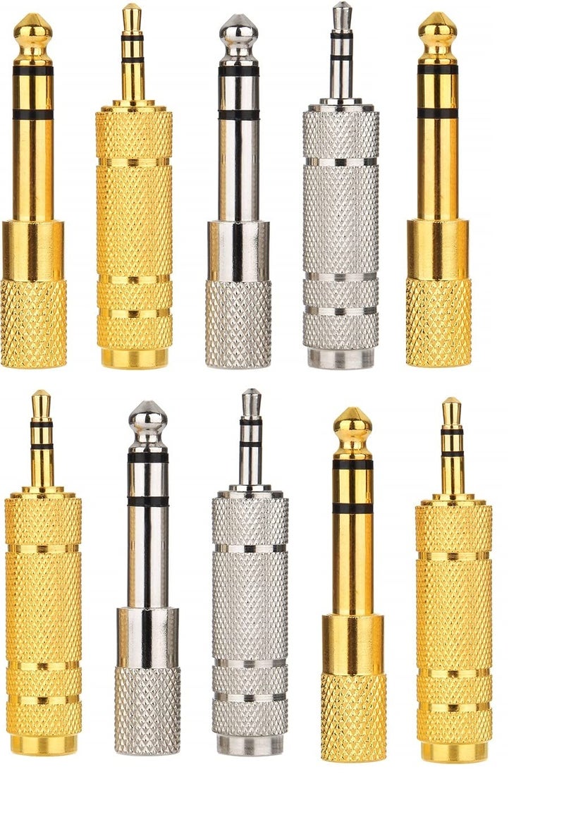 LipiWorld® Headphone Adapter 6.35mm Male to 3.5mm Female and Audio Stereo Plug 3.5mm Male to 6.35mm Female (Available Color 10 Pieces Combo) - Image 1