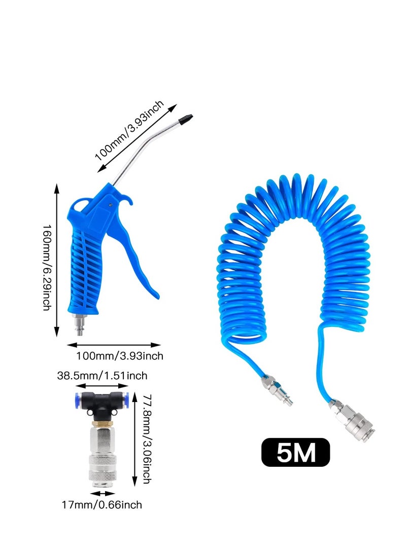 Excefore Air Blow Gun with 6 Metre Recoil Hose,  PU Spring Tube Dust Gun Set, Blower Dust Removal Spiral Expansion Pipe, Duster Cleaning Gun Quick Connects Cleaning Kit for Truck Cab Gas Storage Tank - Image 4