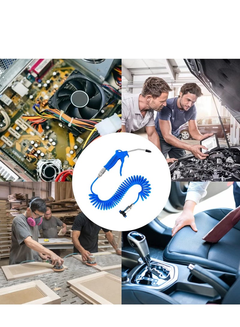 Excefore Air Blow Gun with 6 Metre Recoil Hose,  PU Spring Tube Dust Gun Set, Blower Dust Removal Spiral Expansion Pipe, Duster Cleaning Gun Quick Connects Cleaning Kit for Truck Cab Gas Storage Tank - Image 5