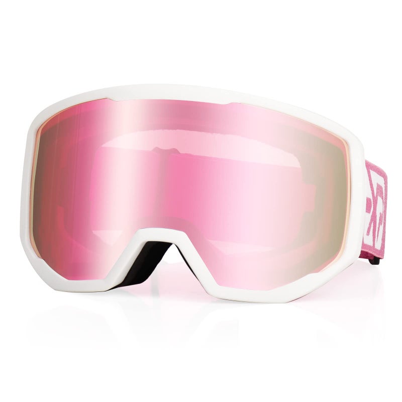 EXP VISION Ski Goggles Snowboard for Men Women, OTG Anti Fog UV Protection Snow Goggles (Pink Frame Pink) - Image 1