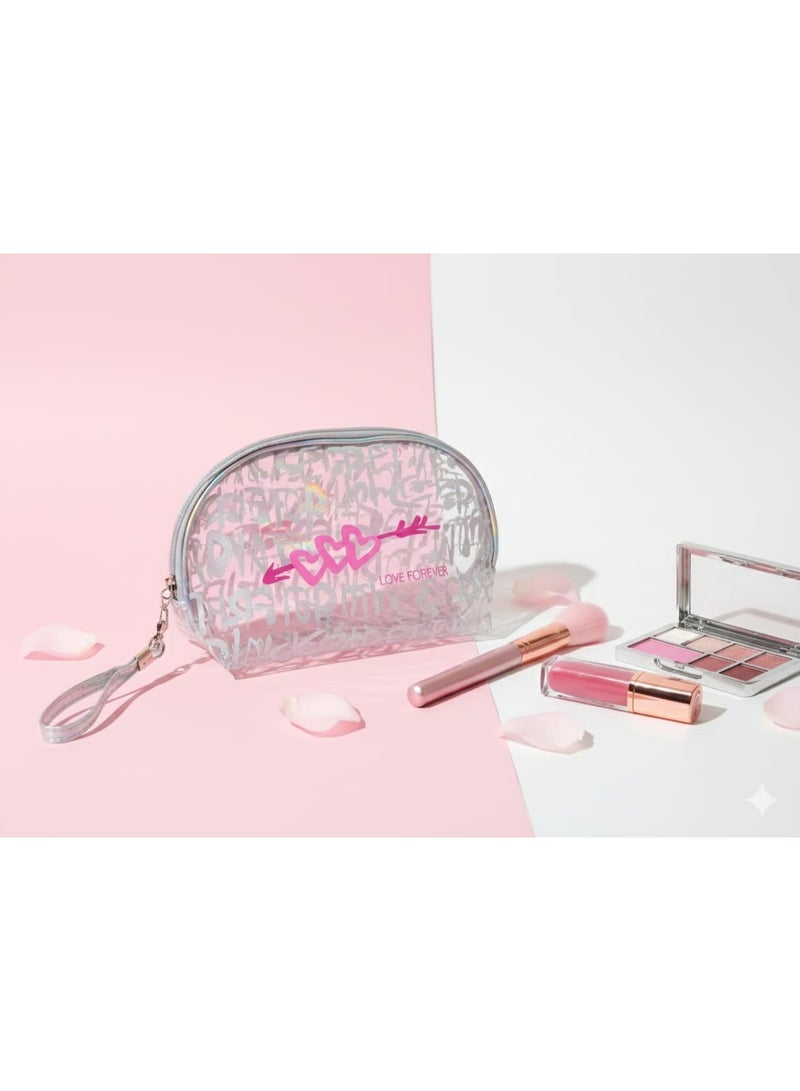 A stylish, transparent makeup bag in gray – lightweight and easy to carry – perfect for organizing cosmetics and accessories while traveling or for everyday use. - Image 3