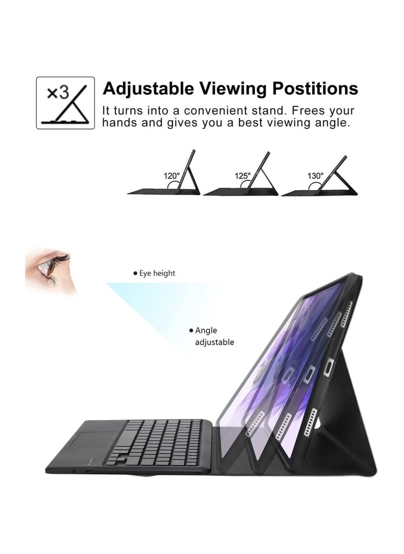 Backlit Touchpad Keyboard Case for Samsung Galaxy Tab S8 Plus 2022 / S7 FE 2021 / S7 Plus 2020 12.4 Inch Tablet, Slim PU Stand Cover with S Pen Holder - Image 3