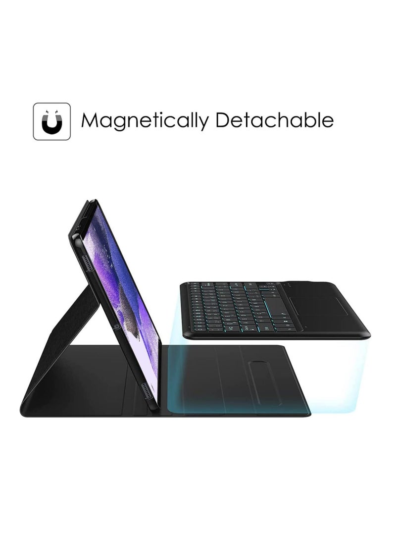 Backlit Touchpad Keyboard Case for Samsung Galaxy Tab S8 Plus 2022 / S7 FE 2021 / S7 Plus 2020 12.4 Inch Tablet, Slim PU Stand Cover with S Pen Holder - Image 5